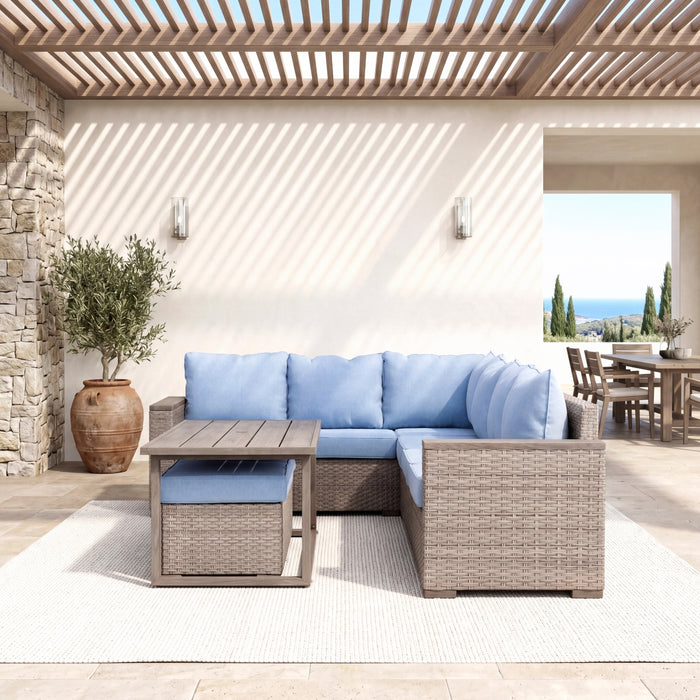 Homelegance - Marina Outdoor Sectional Sofa Set in Blue - 70000RBU-SC - GreatFurnitureDeal