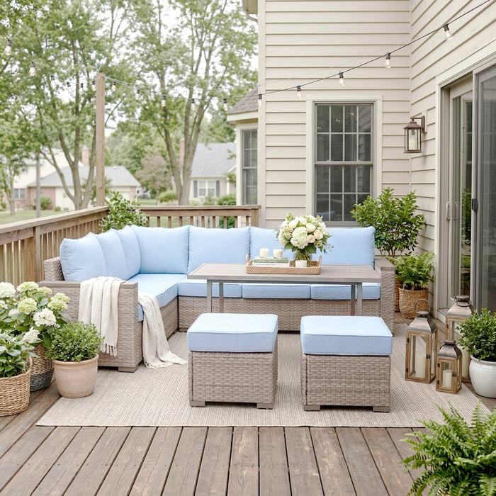 Homelegance - Marina Outdoor Sectional Sofa Set in Blue - 70000RBU-SC - GreatFurnitureDeal