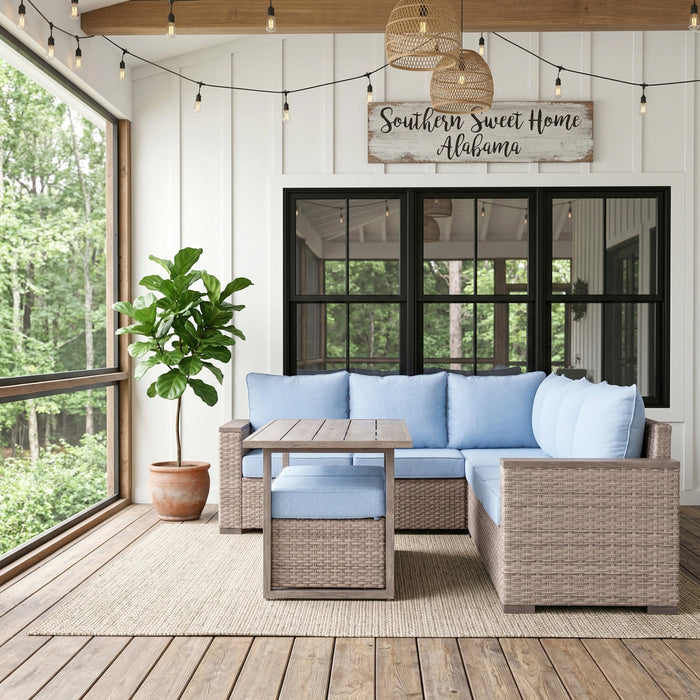 Homelegance - Marina Outdoor Sectional Sofa Set in Blue - 70000RBU-SC - GreatFurnitureDeal