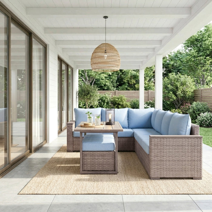 Homelegance - Marina Outdoor Sectional Sofa Set in Blue - 70000RBU-SC - GreatFurnitureDeal