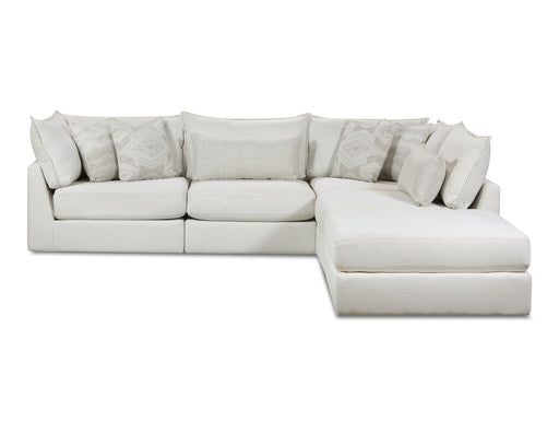 Southern Home Furnishings - Hobnob Sectional in Off-White - 7004-03, 19KP, 19KP, 15, 15 Hobnob Cotton Sectional - GreatFurnitureDeal