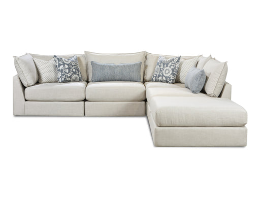 Southern Home Furnishings - Prelude Sectional in Tan - 7004-03, 19KP, 19KP, 15, 15 Prelude Feather Sectional - GreatFurnitureDeal