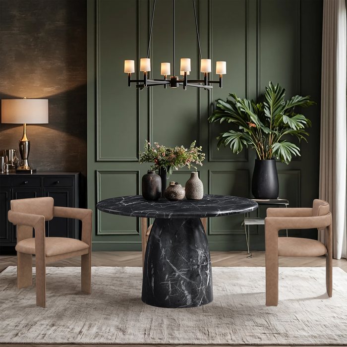 Meridian Furniture - Cosenza 48.5" Black Marble Finish Concrete Indoor / Outdoor Dining Table - 701Black-T - GreatFurnitureDeal