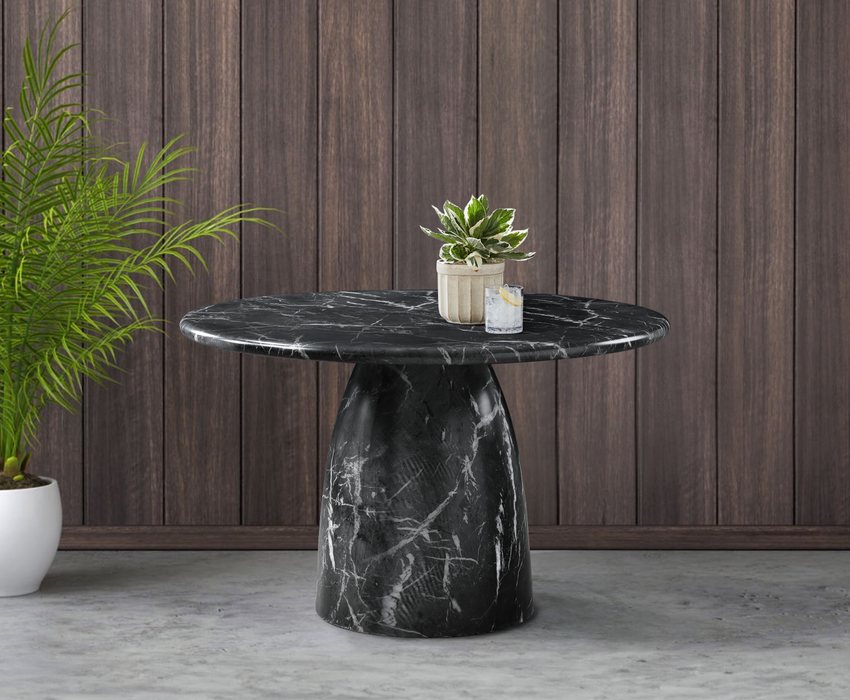 Meridian Furniture - Cosenza 48.5" Black Marble Finish Concrete Indoor / Outdoor Dining Table - 701Black-T - GreatFurnitureDeal