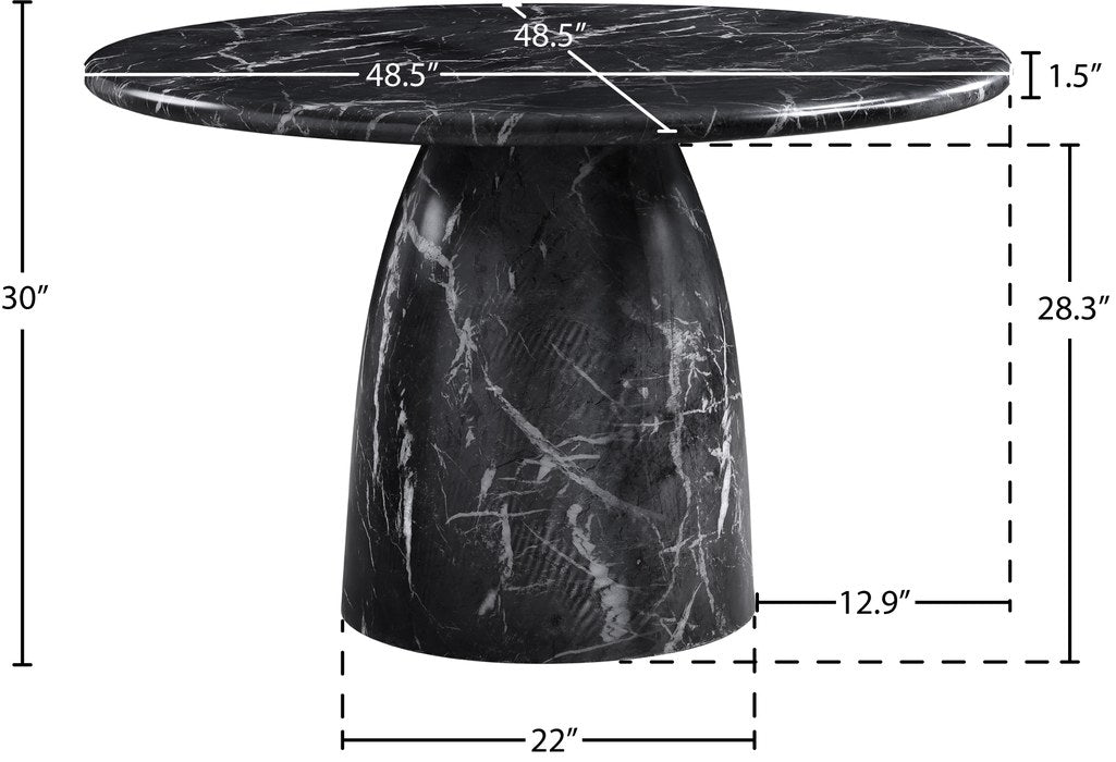 Meridian Furniture - Cosenza 48.5" Black Marble Finish Concrete Indoor / Outdoor Dining Table - 701Black-T - GreatFurnitureDeal