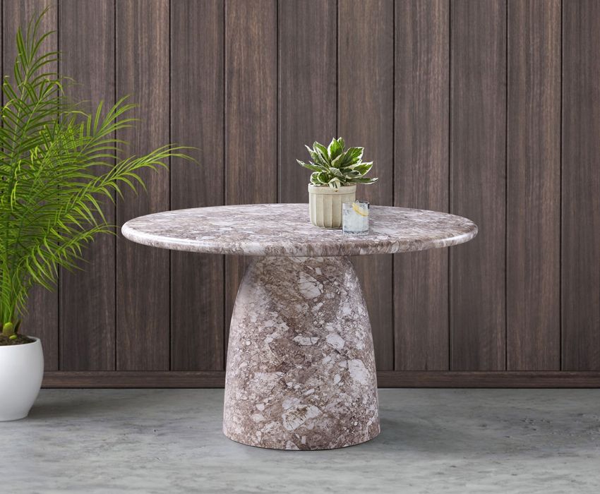 Meridian Furniture - Cosenza 48.5" Brown Marble Finish Concrete Indoor / Outdoor Dining Table - 701Brown-T - GreatFurnitureDeal