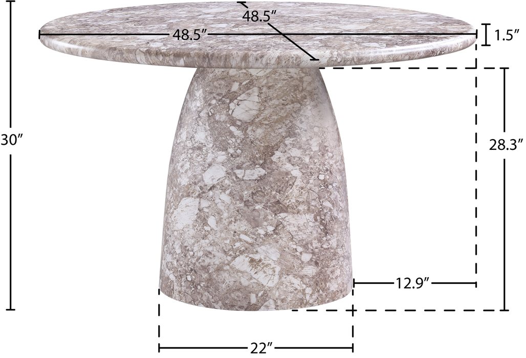 Meridian Furniture - Cosenza 48.5" Brown Marble Finish Concrete Indoor / Outdoor Dining Table - 701Brown-T - GreatFurnitureDeal