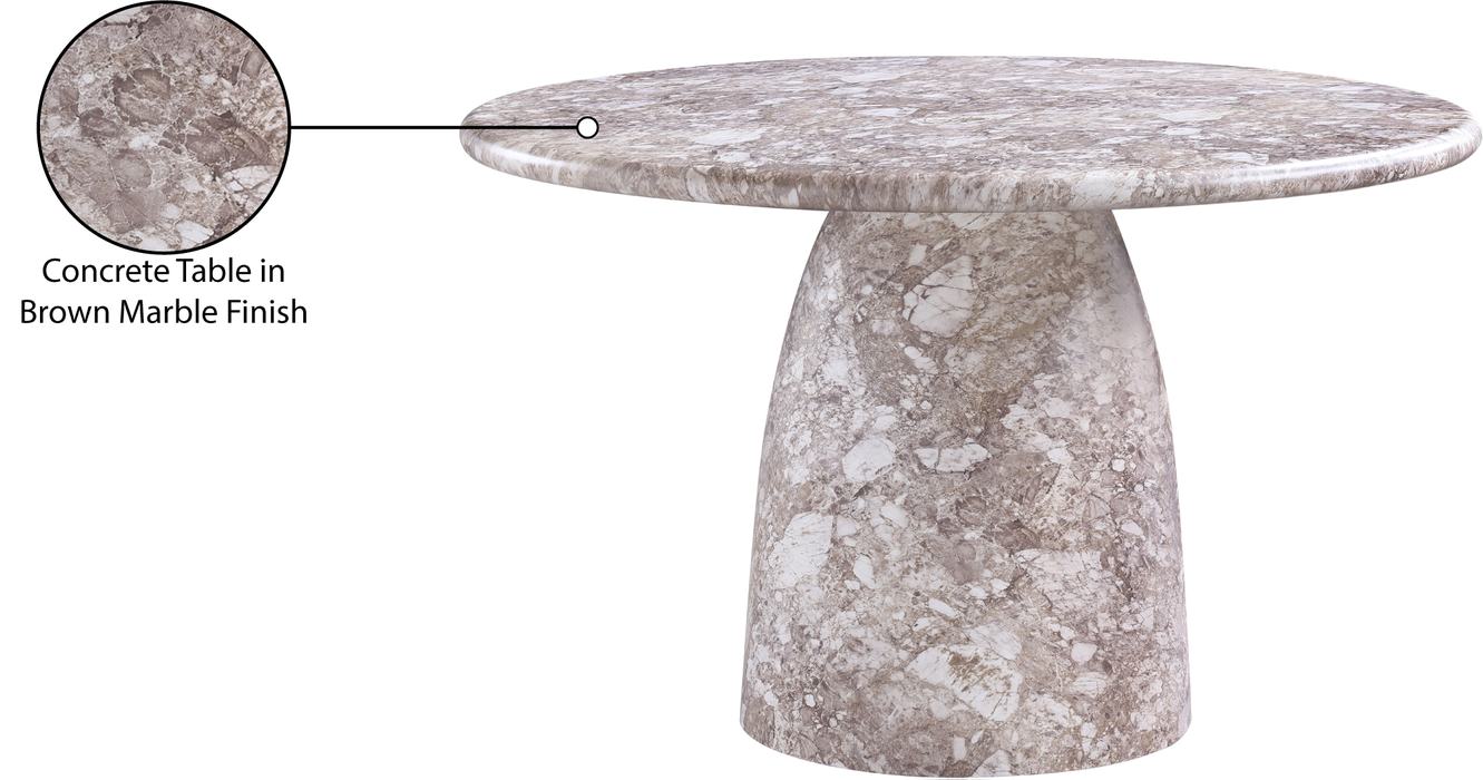 Meridian Furniture - Cosenza 48.5" Brown Marble Finish Concrete Indoor / Outdoor Dining Table - 701Brown-T - GreatFurnitureDeal
