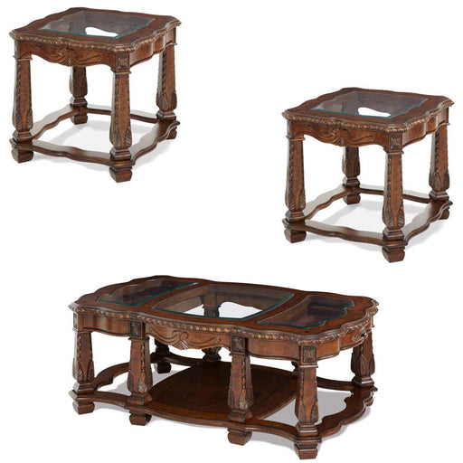 AICO Furniture - Windsor Court 3 Piece Occasional Table Set in Vintage Fruitwood - 70201-201-54 - GreatFurnitureDeal
