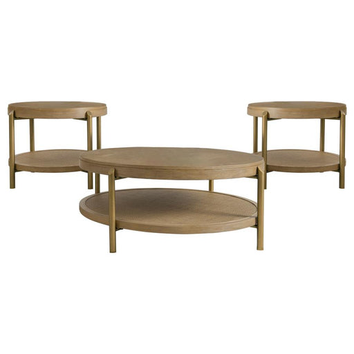 Coaster Furniture - Arini 3-Piece Round Coffee and End Table Set in Sand Wash - 706188-S3 - GreatFurnitureDeal