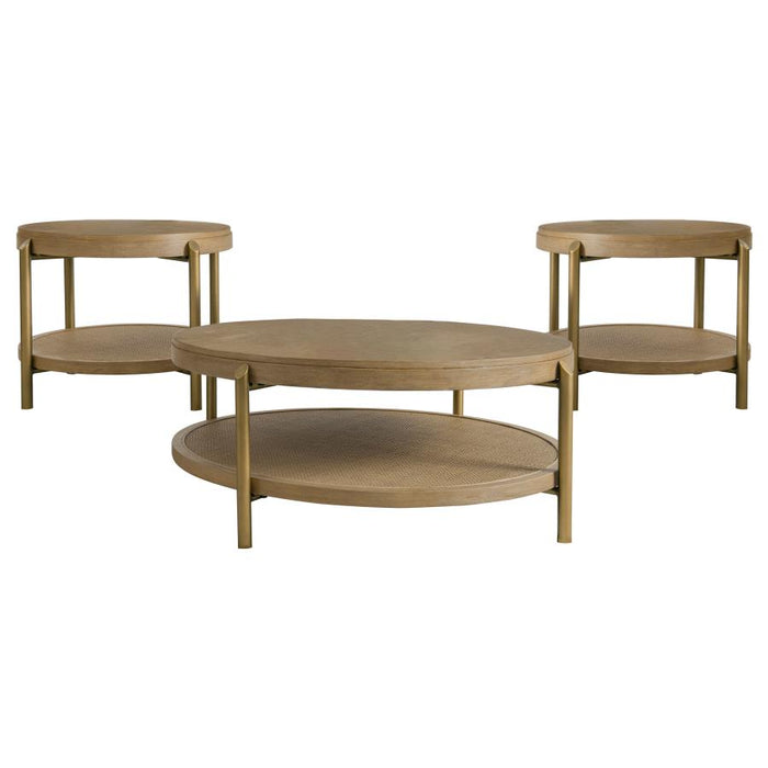 Coaster Furniture - Arini 3-Piece Round Coffee and End Table Set in Sand Wash - 706188-S3 - GreatFurnitureDeal