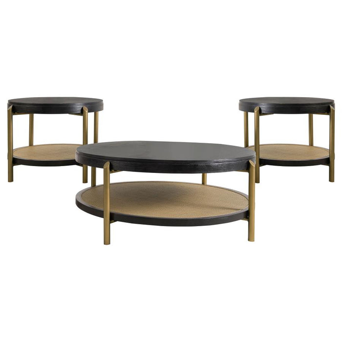 Coaster Furniture - Arini 3-Piece Round Coffee and End Table Set in Black - 706198-S3 - GreatFurnitureDeal