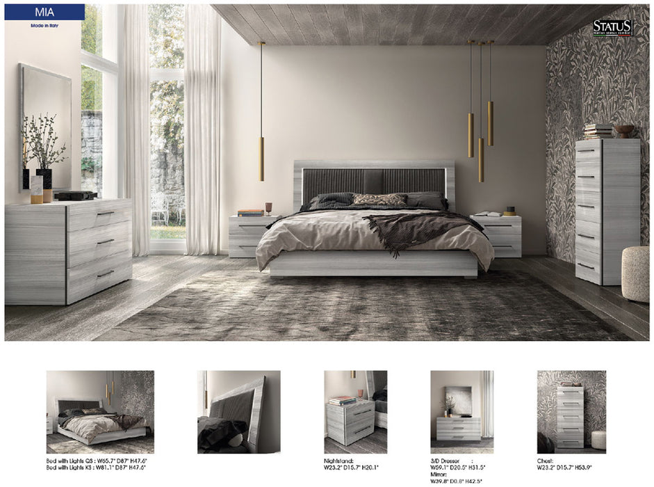 ESF Furniture - Mia 6 Piece Queen Size Bedroom Set in Silver Grey - MIAQSBED-6SET