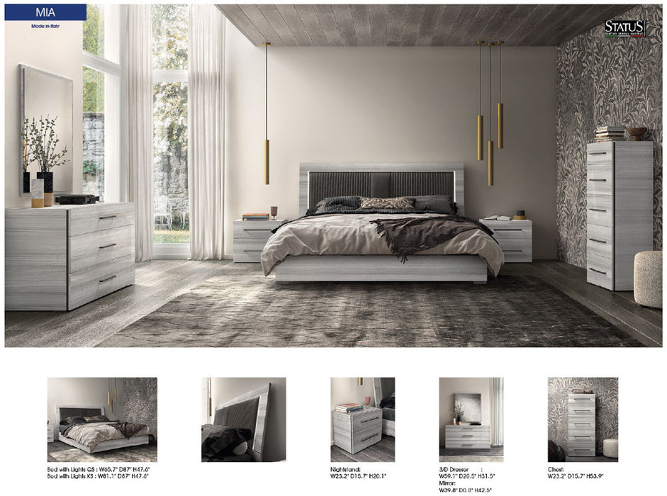 ESF Furniture - Mia 3 Piece Queen Size Bedroom Set in Silver Grey - MIAQSBED-3SET - GreatFurnitureDeal