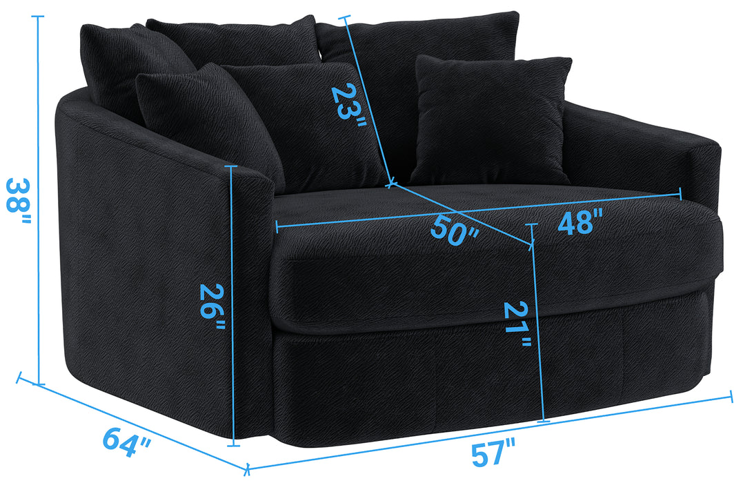 Jackson Furniture - Matty Round Accent Cuddle Chaise in Ebony - 71009-EBONY - GreatFurnitureDeal