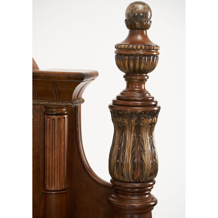 AICO Furniture - Villa Valencia 3 Piece King Poster Bedroom Set in Chestnut - 72000EKP-55-3SET - GreatFurnitureDeal