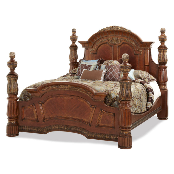 AICO Furniture - Villa Valencia 3 Piece King Poster Bedroom Set in Chestnut - 72000EKP-55-3SET - GreatFurnitureDeal