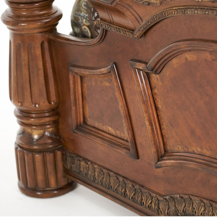AICO Furniture - Villa Valencia 4 Piece California King Poster Bedroom Set in Chestnut - 72000CKP-55-4SET - GreatFurnitureDeal