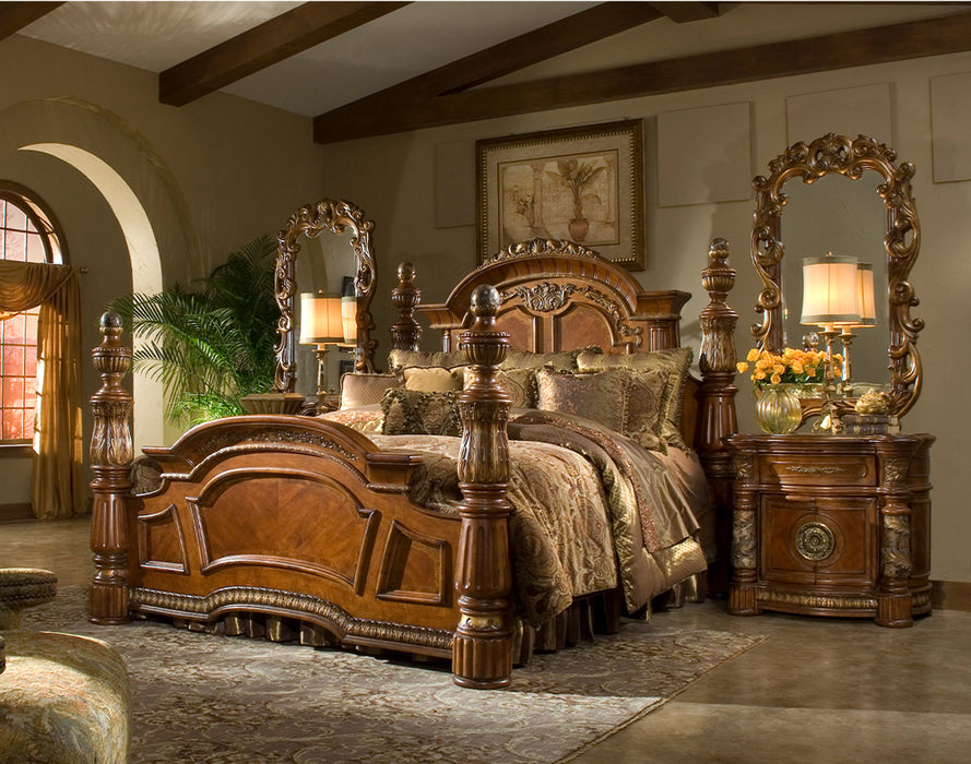 AICO Furniture - Villa Valencia 3 Piece King Poster Bedroom Set in Chestnut - 72000EKP-55-3SET - GreatFurnitureDeal