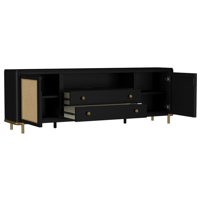 Coaster Furniture - Arini Rattan Cane 2-door TV Stand Media Console in Black - 720263 - GreatFurnitureDeal