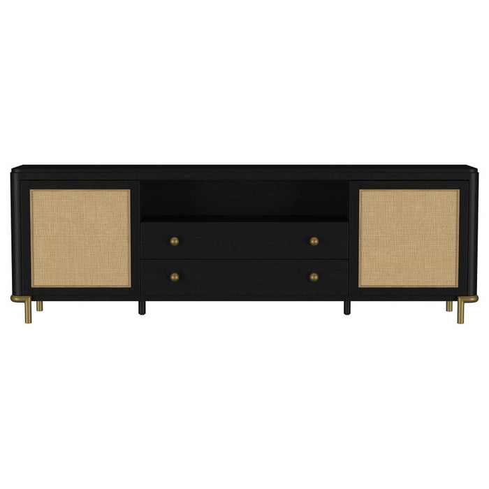 Coaster Furniture - Arini Rattan Cane 2-door TV Stand Media Console in Black - 720263 - GreatFurnitureDeal