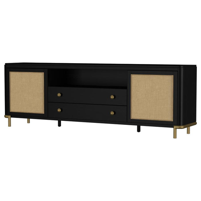 Coaster Furniture - Arini Rattan Cane 2-door TV Stand Media Console in Black - 720263 - GreatFurnitureDeal