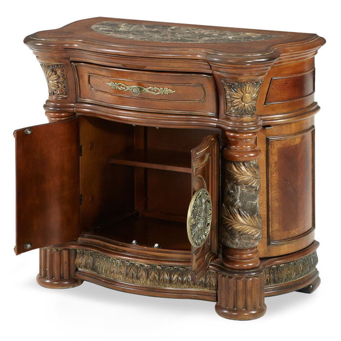 AICO Furniture - Villa Valencia 3 Piece King Poster Bedroom Set in Chestnut - 72000EKP-55-3SET - GreatFurnitureDeal