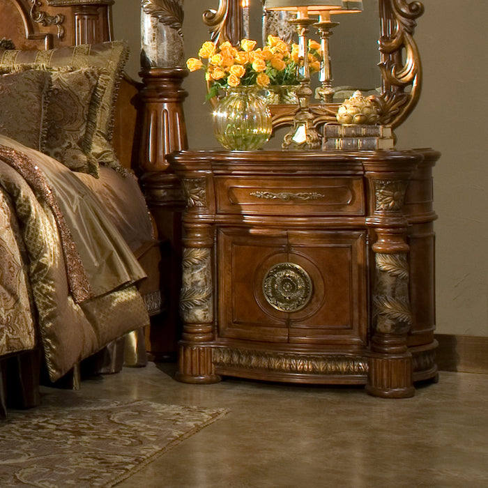AICO Furniture - Villa Valencia 3 Piece King Poster Bedroom Set in Chestnut - 72000EKP-55-3SET - GreatFurnitureDeal