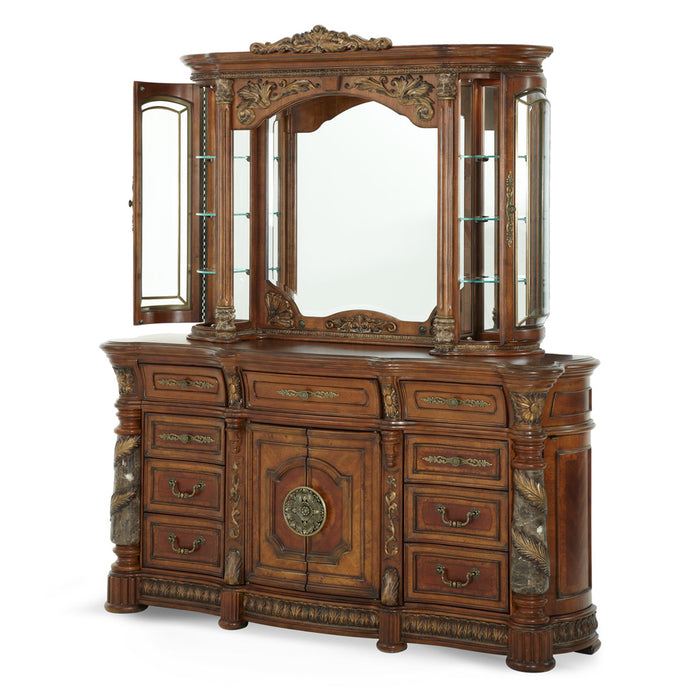 AICO Furniture - Villa Valencia 4 Piece King Poster Bedroom Set in Chestnut - 72000EKP-55-4SET - GreatFurnitureDeal
