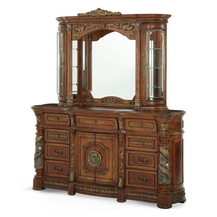AICO Furniture - Villa Valencia 4 Piece California King Poster Bedroom Set in Chestnut - 72000CKP-55-4SET - GreatFurnitureDeal