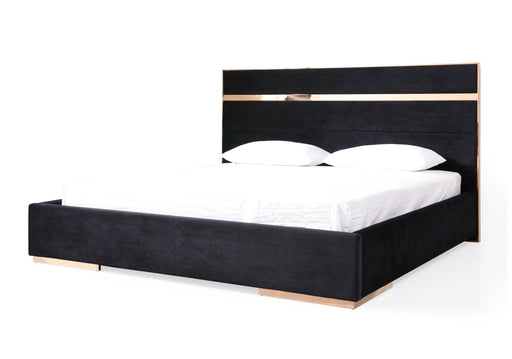 VIG Furniture - Nova Domus Cartier Modern Black Velvet & Rosegold Eastern King Bed - VGVCBD-A002-EK - GreatFurnitureDeal