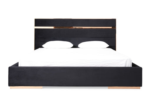 VIG Furniture - Nova Domus Cartier Modern Black Velvet & Rosegold Queen Bed - VGVCBD-A002-Q - GreatFurnitureDeal