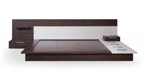 VIG Furniture - Modrest Torino Contemporary Brown Oak & Grey Queen Platform Bed w/ Lights - VGWCSB-B03-BRNGRY-Q - GreatFurnitureDeal