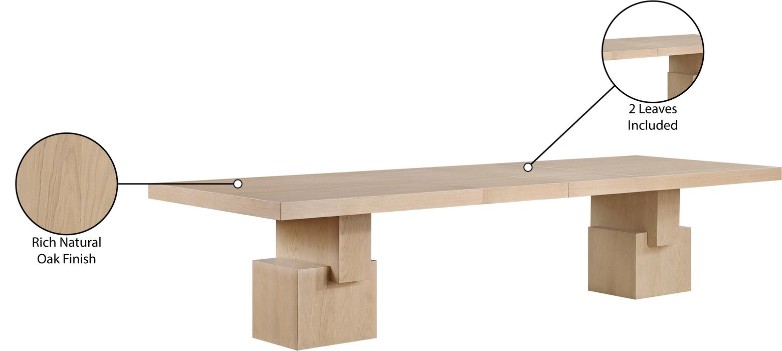 Meridian Furniture - Anzio 96" / 120" / 144" Oak Oak Veneer Dining Table (3 Boxes) - 722Oak-T - GreatFurnitureDeal