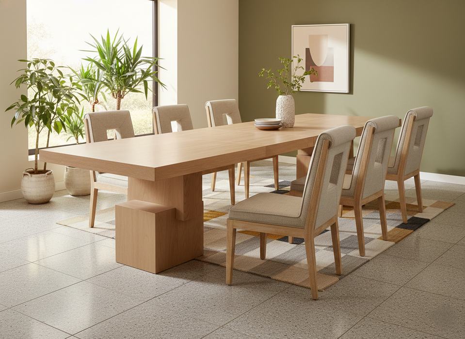 Meridian Furniture - Anzio 96" / 120" / 144" Oak Oak Veneer Dining Table (3 Boxes) - 722Oak-T - GreatFurnitureDeal