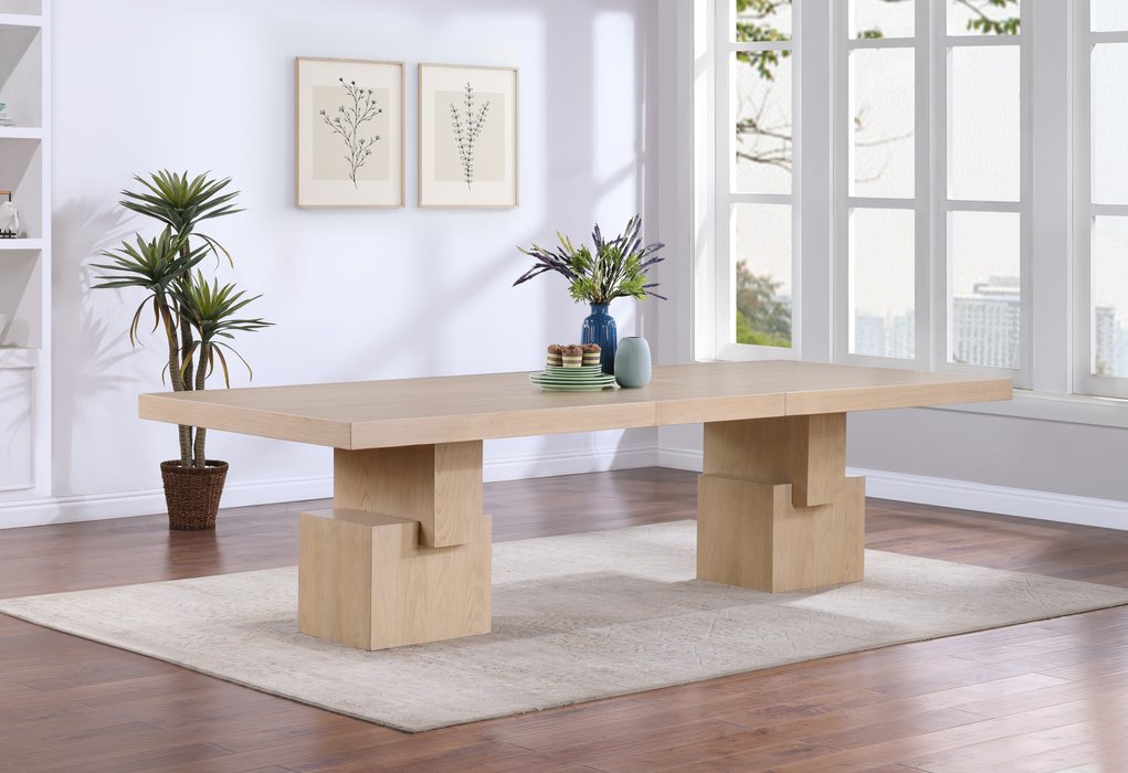 Meridian Furniture - Anzio 96" / 120" / 144" Oak Oak Veneer Dining Table (3 Boxes) - 722Oak-T - GreatFurnitureDeal