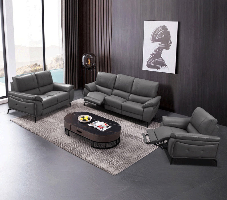 ESF Furniture - 2934 Sofa w/ 2 Electric Recliner in Dark Grey - 29343DARK GREY