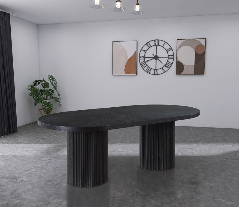 Meridian Furniture - Belinda 90" / 106.5" / 123" Black Oak Wood Dining Table (3 Boxes) - 725Black-T - GreatFurnitureDeal