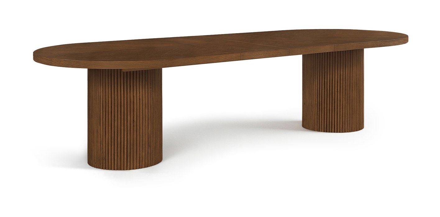 Meridian Furniture - Belinda 90" / 106.5" / 123" Brown Oak Wood Dining Table (3 Boxes) - 725Brown-T - GreatFurnitureDeal