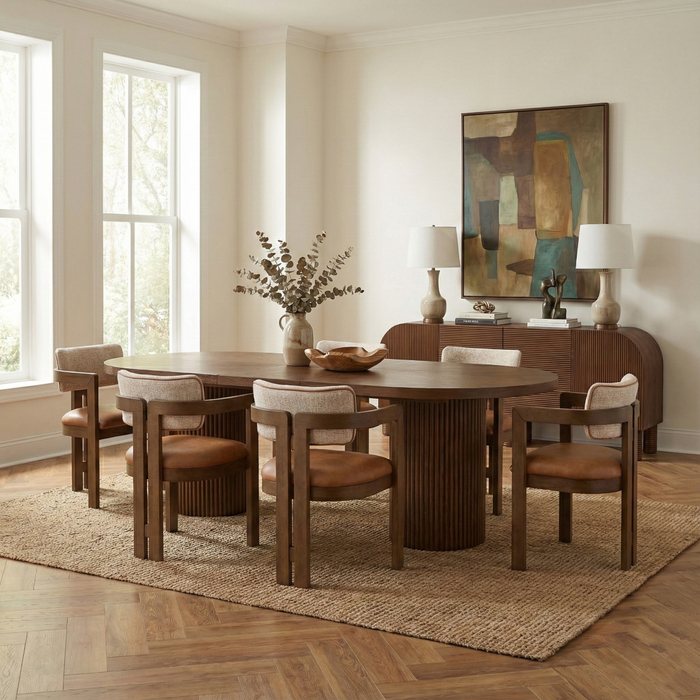 Meridian Furniture - Belinda 90" / 106.5" / 123" Brown Oak Wood Dining Table (3 Boxes) - 725Brown-T - GreatFurnitureDeal
