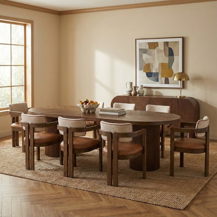 Meridian Furniture - Belinda 90" / 106.5" / 123" Brown Oak Wood Dining Table (3 Boxes) - 725Brown-T - GreatFurnitureDeal