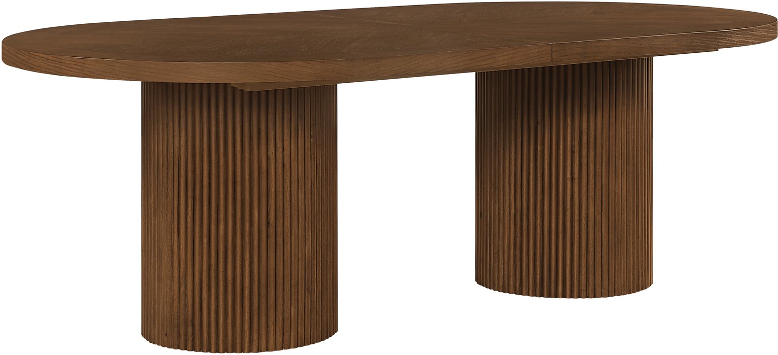 Meridian Furniture - Belinda 90" / 106.5" / 123" Brown Oak Wood Dining Table (3 Boxes) - 725Brown-T - GreatFurnitureDeal