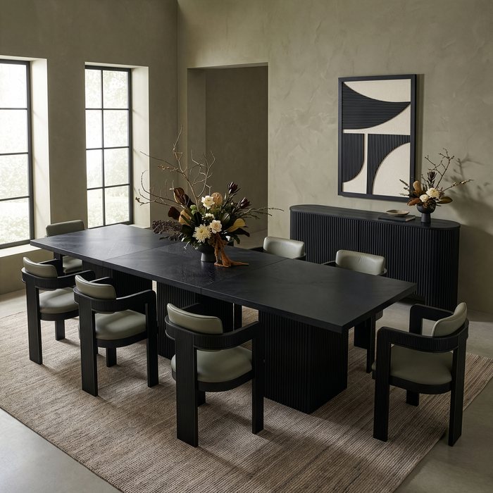 Meridian Furniture - Belinda 162" Black Solid Wood and Oak Veneer Dining Table - 729Black-162R - GreatFurnitureDeal