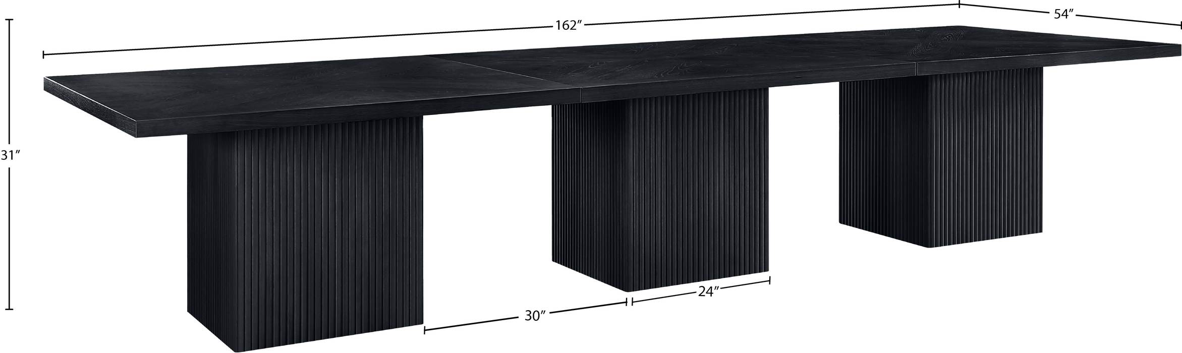 Meridian Furniture - Belinda 162" Black Solid Wood and Oak Veneer Dining Table - 729Black-162R - GreatFurnitureDeal