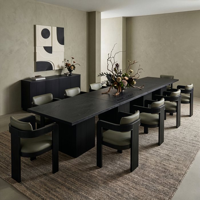 Meridian Furniture - Belinda 216" Black Solid Wood and Oak Veneer Dining Table - 729Black-216R - GreatFurnitureDeal