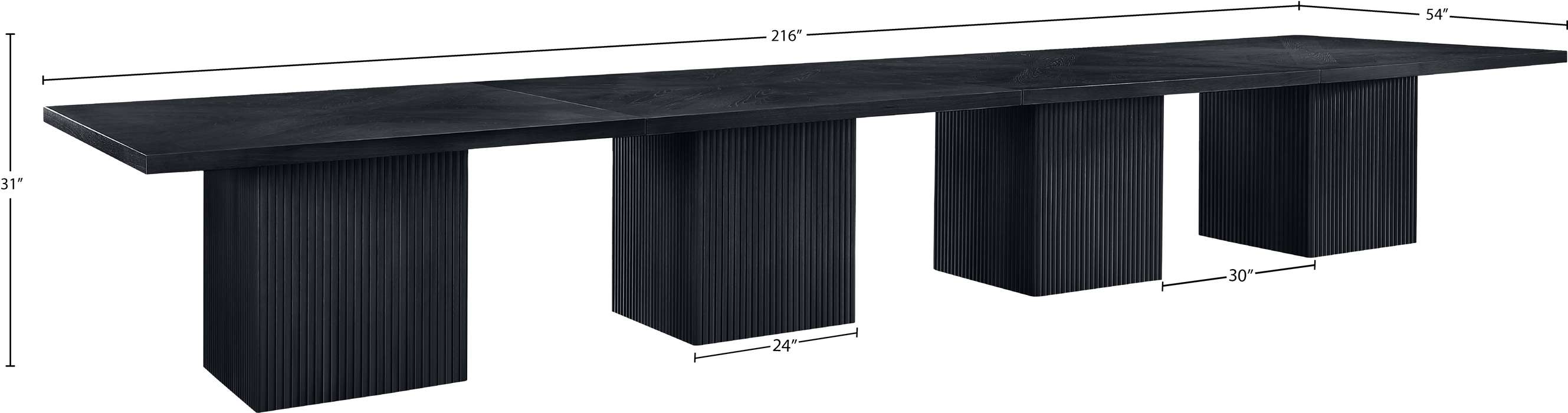 Meridian Furniture - Belinda 216" Black Solid Wood and Oak Veneer Dining Table - 729Black-216R - GreatFurnitureDeal