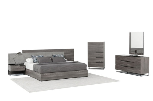 VIG Furniture - Nova Domus Enzo Italian Modern Grey Oak & Fabric Eastern King Bed w/ Nightstands - VGACENZO-BED-EK - GreatFurnitureDeal
