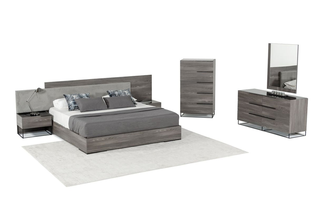 VIG Furniture - Nova Domus Enzo Italian Modern Grey Oak & Fabric Bed w/ Nightstands - VGACENZO-BED-CK - GreatFurnitureDeal
