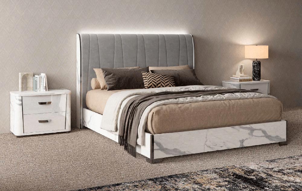 ESF Furniture - Anna 6 Piece Queen Bedroom Set in White-Grey - ANNASTATUSQS-6SET