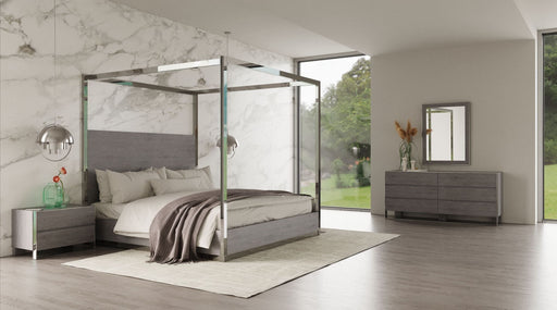 VIG Furniture - Modrest Arlene Modern Grey Elm & Stainless Steel Canopy Bed - VGVCBD008A-Q - GreatFurnitureDeal